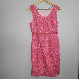 Boden Womens Dress Size 6 Pink Floral Cotton Sleeveless Scoop Neck Casual